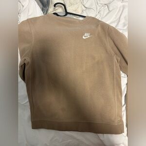 kids nike hoodie, size xl, fits perfectly for a size small, beige/tan